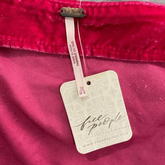 Free People Mini Skirt Womens 10 Velvet Annalise Pink Phenom Mod Retro Party NWT - Picture 6 of 12